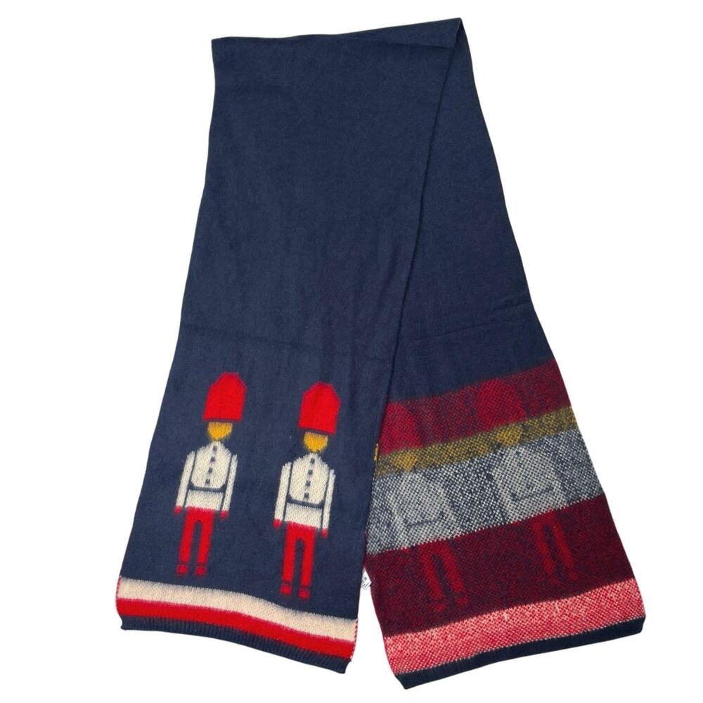Nutcracker Christmas Holiday Soldier Blue Red Heavyweight 100% Acrylic Scarf